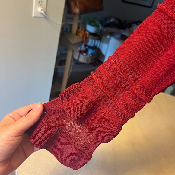 NWT FOR LOVE AND LEMONS KNITZ RED LONG SLEEVED DRESS - Picture 3 of 9